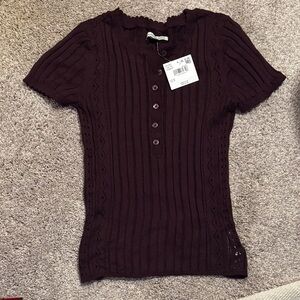 American Eagle Outfitters Dark Brown Short Sleeve Top